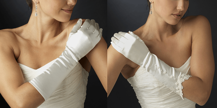 Свадебные перчатки до локтя и чуть выше локтя