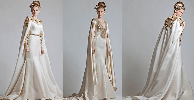 Плотные накидки, расшитые камнями, от Krikor Jabotian