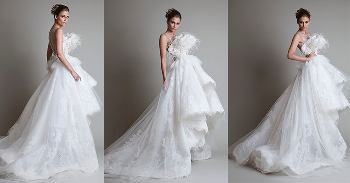 Наряд для беременной невесты Krikor Jabotian