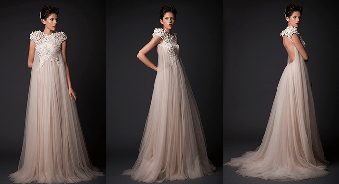 Наряд для беременной невесты Krikor Jabotian