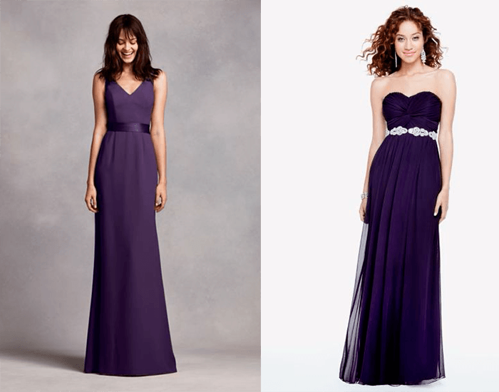 Платья для подружек невесты в оттенках фиолетового