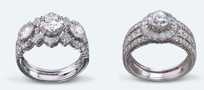 Массивные кольца для помолвки из белого золота Buccellati