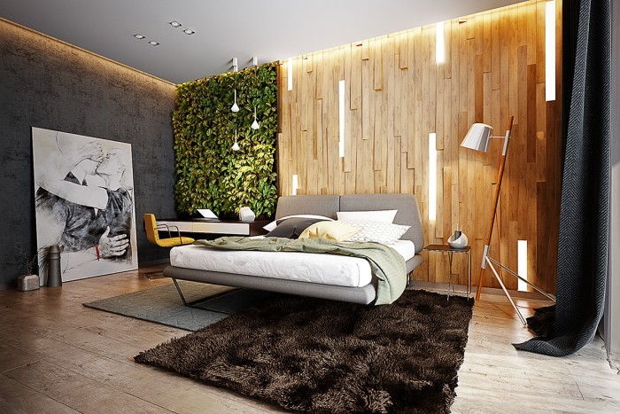 спальни в стиле слияния с природой