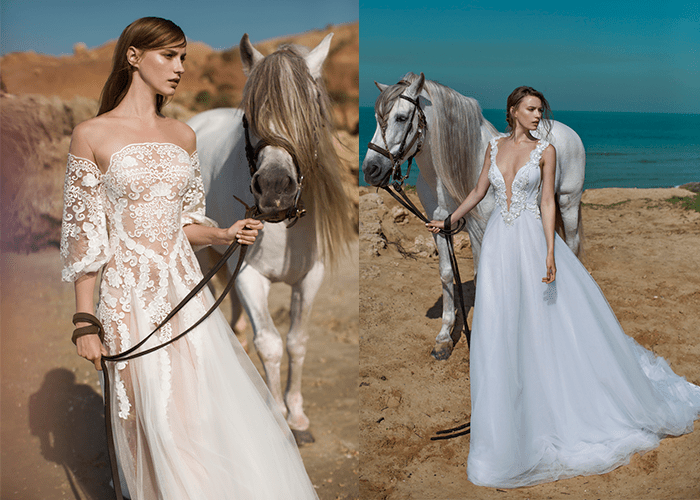 Свадебные платья с глубоким декольте от Nurit Hen