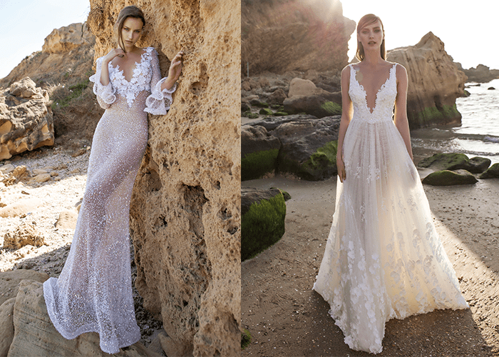 Свадебные платья с глубоким декольте от Nurit Hen