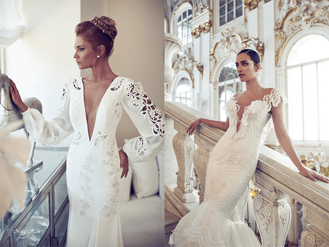 Свадебные платья с глубоким декольте от Nurit Hen