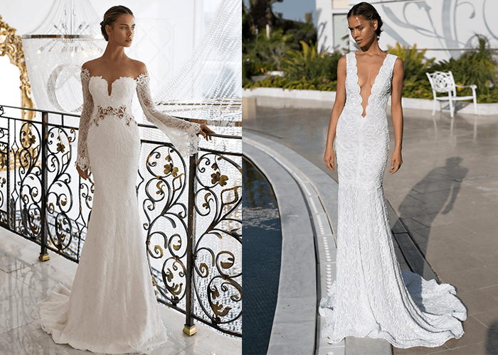 Свадебные платья с глубоким декольте от Nurit Hen