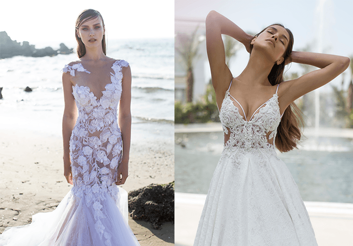 Свадебные платья с глубоким декольте от Nurit Hen