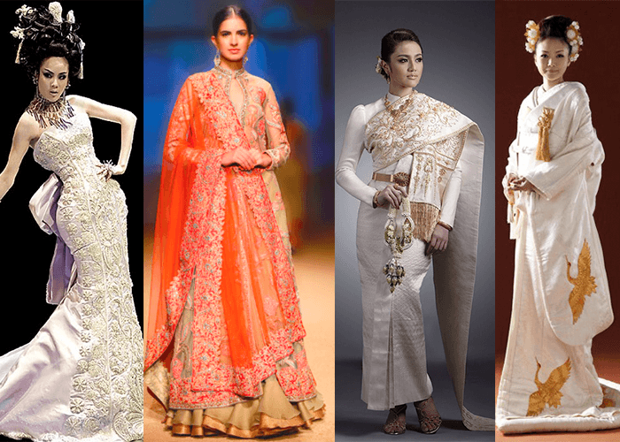 Свадебные платья Китая, Индии, Японии и Таиланда с национальным колоритом