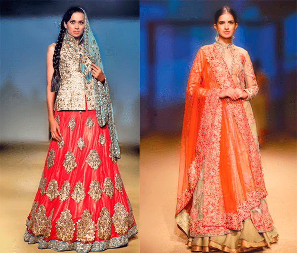 Свадебные платья в индийском стиле в розовых и оранжевых оттенках