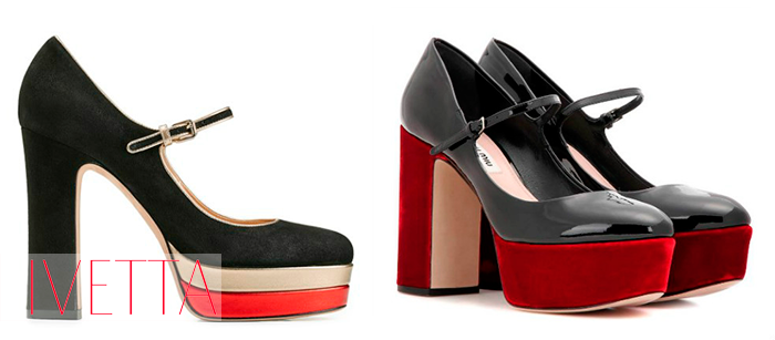 Женские туфли с красной платформой