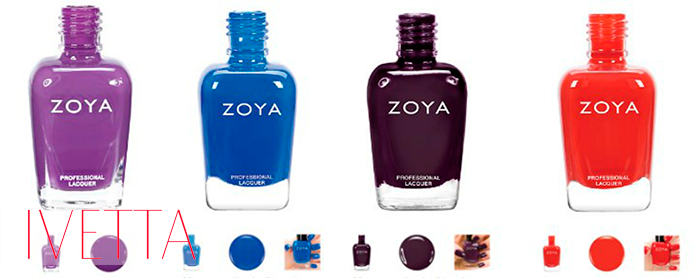 Четыре ярких лака для ногтей zoya